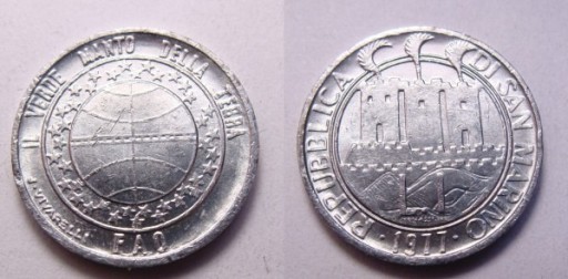Zdjęcie oferty: San Marino 1 lira 1977 r.