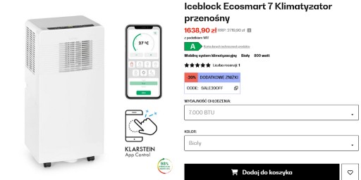 Zdjęcie oferty: Świetny Klimatyzator Smart Wifi Iceblock Ecosmart 