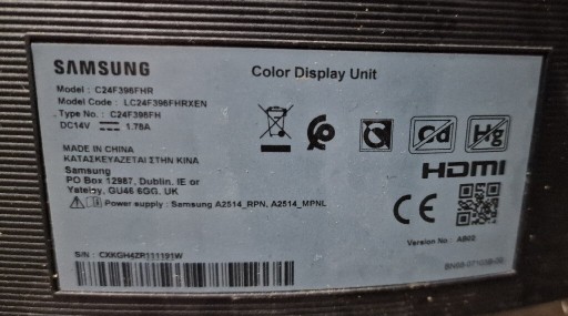 Zdjęcie oferty:  Monitor Samsung c24f396fhr (uszkodzony)