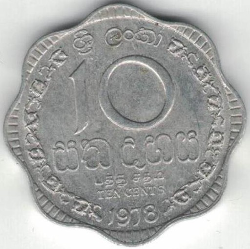 Zdjęcie oferty: Sri Lanka 10 centów cents 1978 23 mm nr 2
