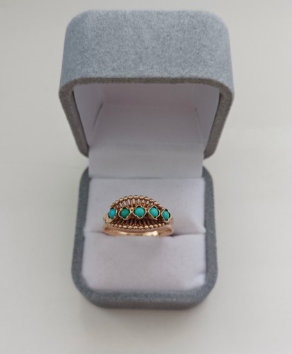 Zdjęcie oferty: Warmet złoty pierścionek 585 PRL turkus retro cudo