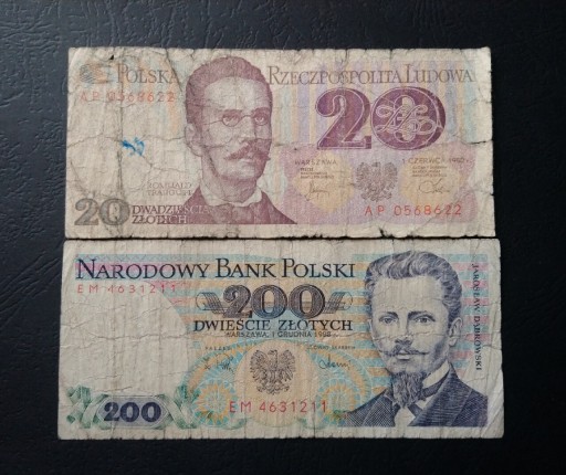 Zdjęcie oferty: Stare banknoty Polska 20 zł 200 zł PRL