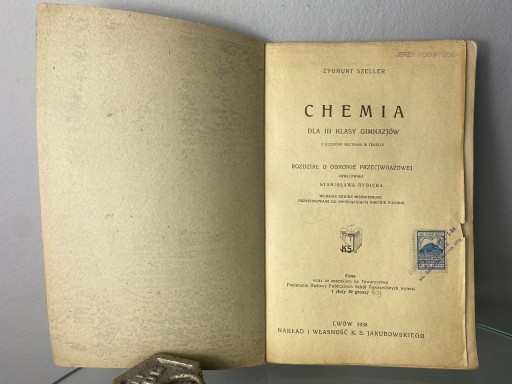 Zdjęcie oferty: Chemia dla 3 klasy Gimnazjum 1938 Lwow