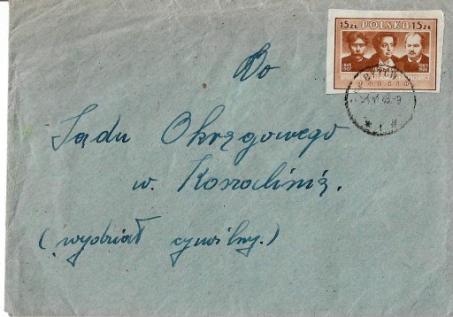 Zdjęcie oferty: Koperta ze stemplem 21.11.1949r i znaczkiem nr 426