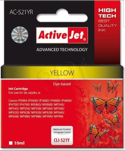 Zdjęcie oferty: Tusz ActiveJet yellow CLI-521Y