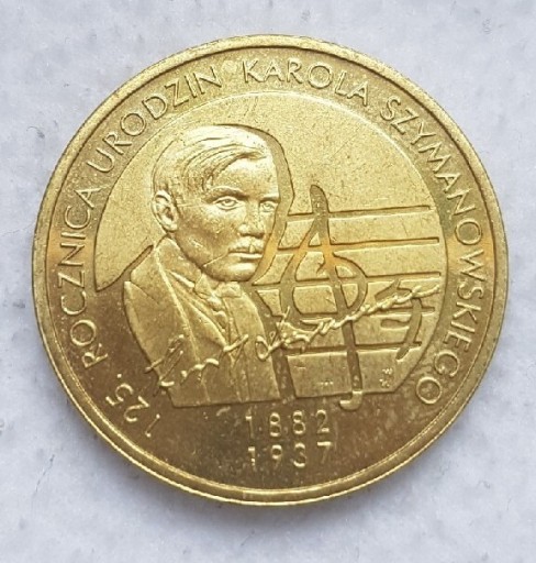 Zdjęcie oferty: Moneta 2 zł 125.rocznica ur Karola Szymanowskiego