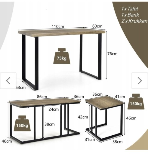 Zdjęcie oferty: Komplet stół,110x60,ławka,2krzesła