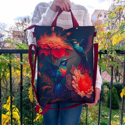 Zdjęcie oferty: Torba-plecak wodoodporna Kolibry w Kwiatach