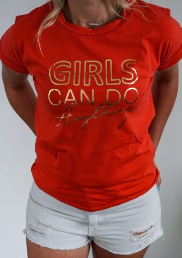 Zdjęcie oferty: T-shirt bluzka czerwona Girls can do anything 