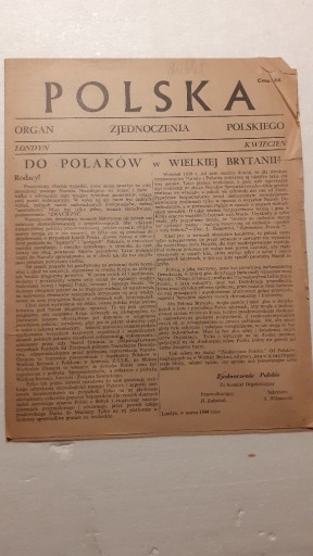 Zdjęcie oferty: POLSKA ORGAN ZJEDNOCZENIA POLSKIEGO 1944