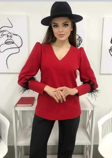 Zdjęcie oferty: Koszula damska czerwona z piórami Lakerta 