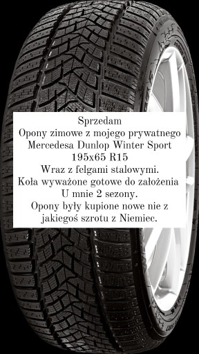 Zdjęcie oferty: Opony zimowe Dunlop winter sport z felgami stal.
