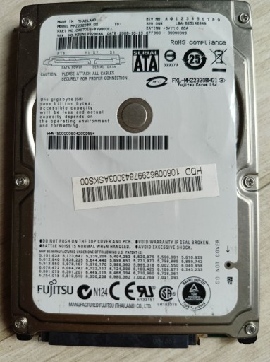 Zdjęcie oferty: Dysk Fujitsu 320GB SATA HDD