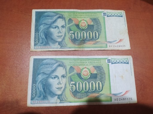 Zdjęcie oferty: Banknot 50000 Dinarów Jugosławiańskich
