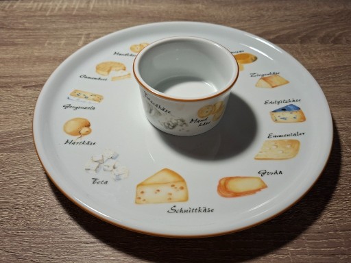 Zdjęcie oferty: Talerz do serwowania z miseczką na sos wzór sery porcelana Seltmann Weiden