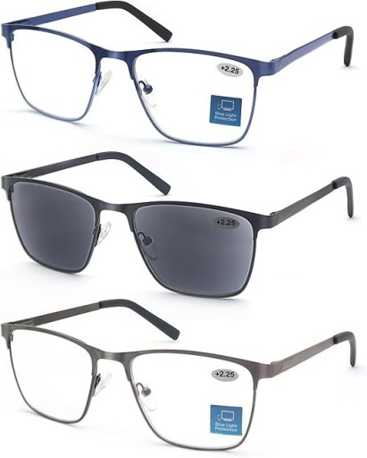 Zdjęcie oferty: Okulary do czytania 3 sztuki   z filtrem niebieskiego światła, +2