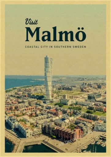 Zdjęcie oferty: PIĘKNY plakat vintage MALMO Szwecja