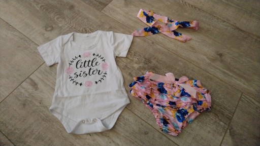 Zdjęcie oferty: Little Sister/3 el/ body, spodenki, opaska-rozm 80