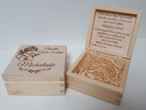 Zdjęcie oferty: Skrzynka pudełko drewniane pamiątka chrzest