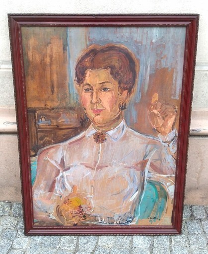 Zdjęcie oferty: Stary obraz olejny na płótnie portret Cz. Elster