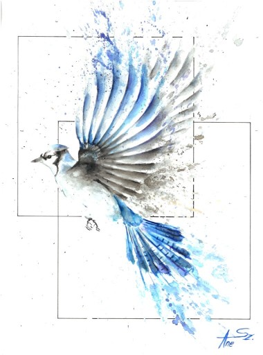 Zdjęcie oferty: Obraz akwarela ptak w locie 30x40