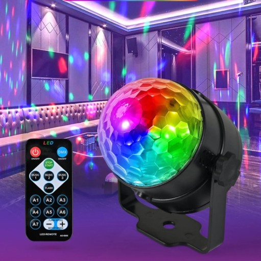 Zdjęcie oferty: KULA DISCO PROJEKTOR RGB LED DYSKOTEKOWY.