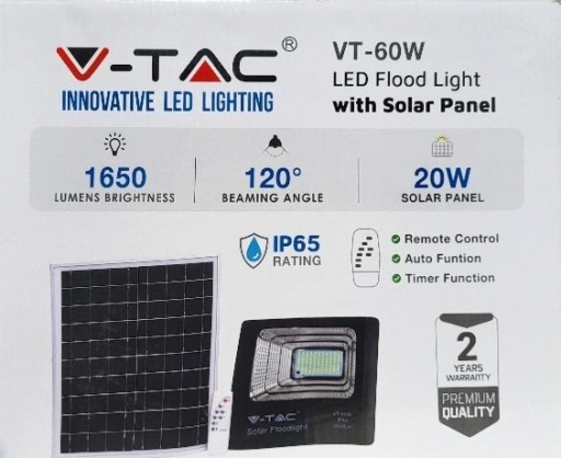 Zdjęcie oferty: Projektor LED Solarny V-TAC 20W IP65 4000K 1650lm