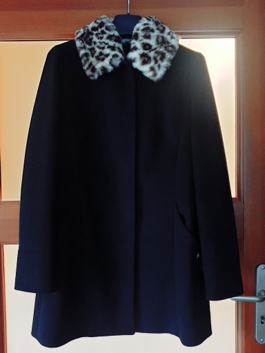 Zdjęcie oferty: Włoski płaszcz TRUSSARDI czarny M futerko panterka
