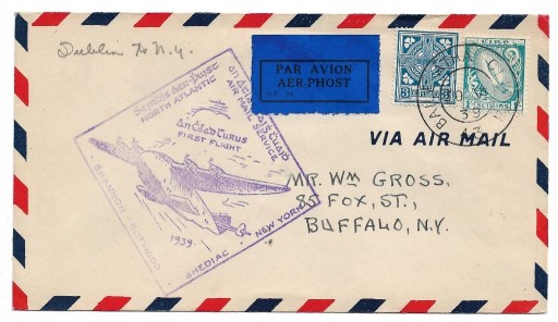 Zdjęcie oferty: Pierwszy lot pocztowy Irlandia - USA  30.6.1939