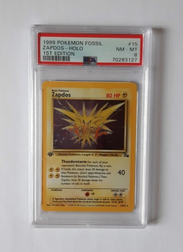 Zdjęcie oferty: PSA 8 Pokemon Zapdos Holo Fossil 15/62 1st edition