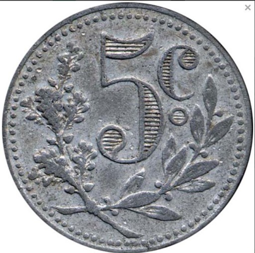 Zdjęcie oferty: Żeton Algeria 5 Centimes 1916