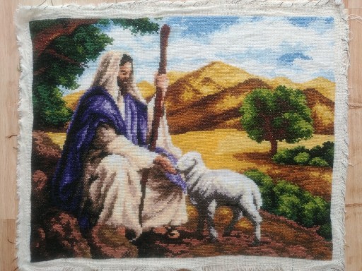 Zdjęcie oferty: Jezus. z owieczką -haft krzyżykowy 