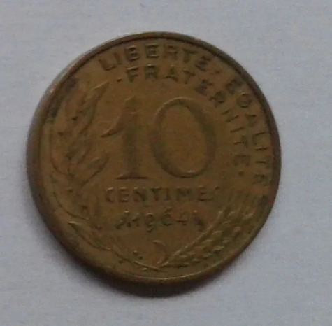 Zdjęcie oferty: Moneta francuska 10 CENTIMES centymów z 1964 roku