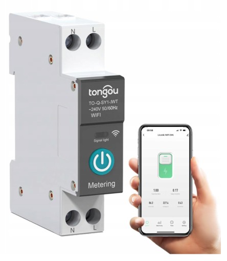 Zdjęcie oferty: Przekaźnik WiFi TUYA 63A licznik prądu bezpiecznik TO-Q-SY2-JWT