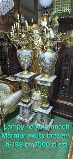 Zdjęcie oferty: Kandelabry lampy na kolumnach marmur i brąz