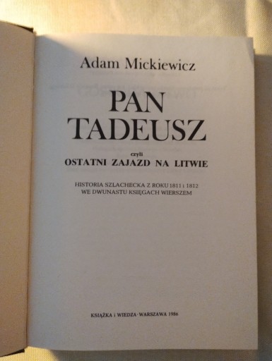 Zdjęcie oferty: Adam Mickiewicz - Pan Tadeusz