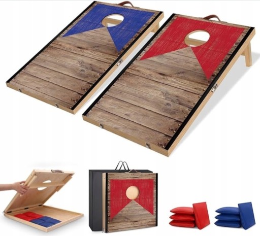 Zdjęcie oferty: Składany zestaw do gry Cornhole drewniany z 6 woreczkami i torbą 60x45