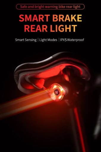Zdjęcie oferty: Tylna lampka rowerowa SMART NATFIRE A09 z funkcją STOP & BRAKE