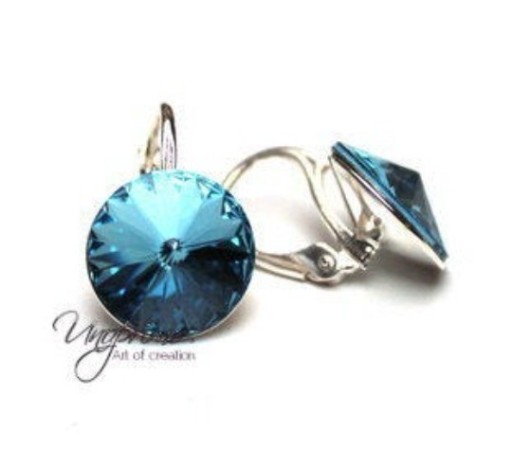 Zdjęcie oferty: Kolczyki srebrne Rivoli Aquamarine Swarovski