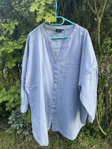 Zdjęcie oferty: Zizzi niebieska bluzka z drewnianymi guzikami 4XL len bawełna plus size 48