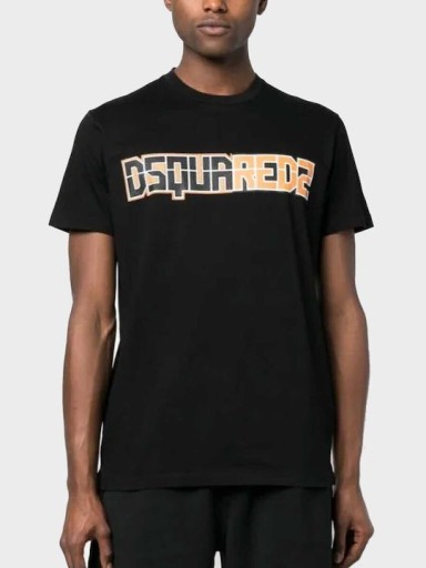 Zdjęcie oferty: Dsquared2 czarny t-shirt logo-print cotton neon D2