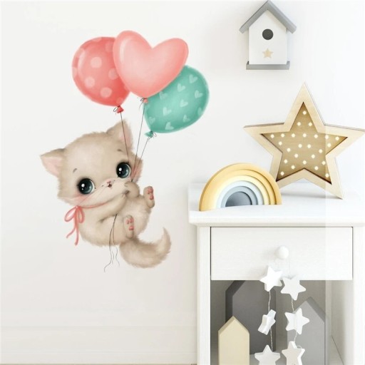 Zdjęcie oferty: Naklejki na ścianę pokuj dziecka kotek balon 