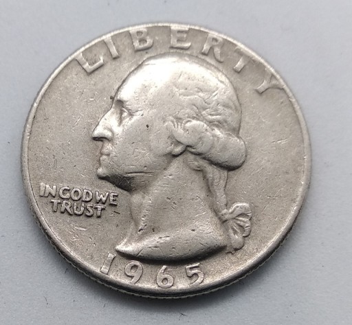 Zdjęcie oferty: 1/4 dolara 1965 USA Waszygtona