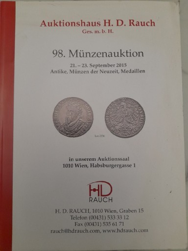 Zdjęcie oferty: 98. Münzenauktion September 2015