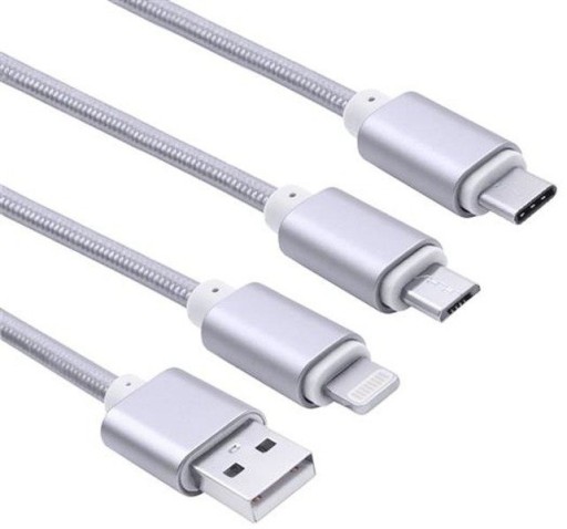 Zdjęcie oferty: Kabel USB 3w1 Micro USB USB-C Lightning