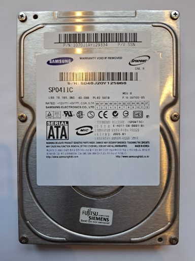 Zdjęcie oferty: Dysk HDD Samsung 40GB SP0411C 7200 rpm