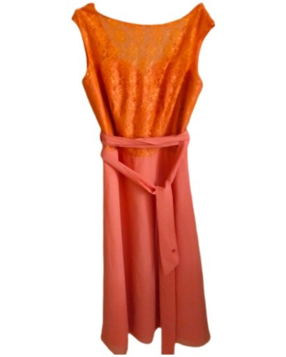 Zdjęcie oferty: Pomarańczowa sukienka z koronkową górą r38/40