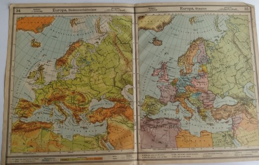 Zdjęcie oferty: Mapa 1933 rok Europa fiz i polit
