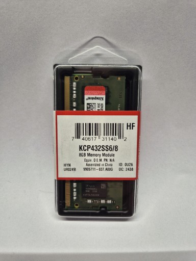Zdjęcie oferty: Pamięć RAM SODIMM DDR4 Kingston 8GB 3200 CL22 nowa gwarancja