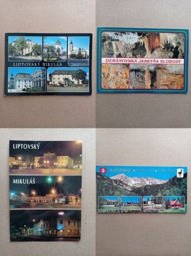 Zdjęcie oferty: Słowacja, Liptovsky Mikulas, Zestaw 4 pocztówek + rozkładana broszurka 